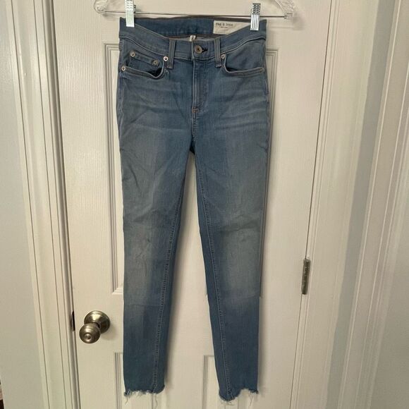 Rag & Bone Ankle Skinny Jeans Women’s Size 25 Light Wash Raw Hem - Picture 1 of 11